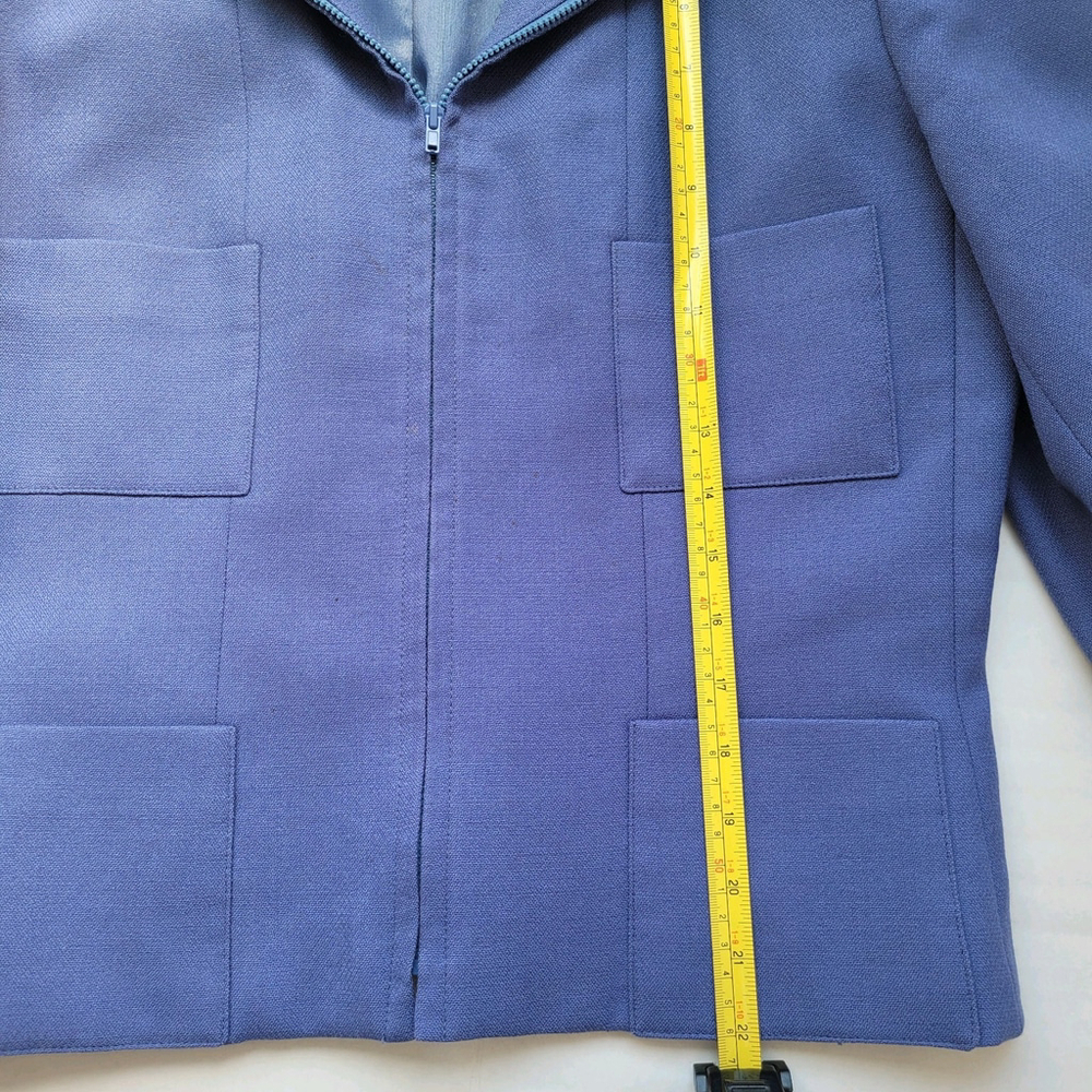 VTG Herve Benard Women's 100% Wool Purple/Blue Blazer Jacket Size 10 Full Zip - Picture 5 of 11